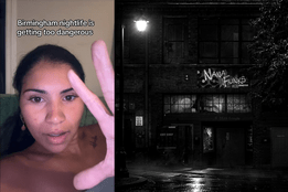 Nurse Gabriel Savannah speaks to camera in a TikTok video about the shooting at Nana Funks in Birmingham, Alabama.