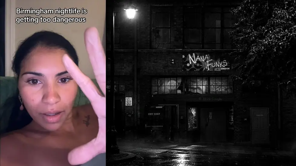 Nurse Gabriel Savannah speaks to camera in a TikTok video about the shooting at Nana Funks in Birmingham, Alabama.