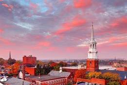 Liberty bell tower in Philadelphia at dusk