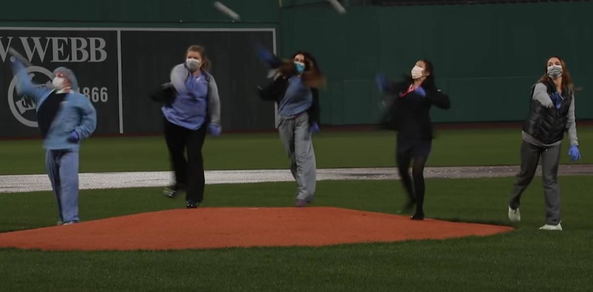 COVID Unit Throws MLB's First Pitch - Beth Israel Staff Gets Red Sox Tickets For Life