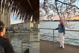 split image of hearing impaired nursing student celia o'leary wearing a cochlear implant