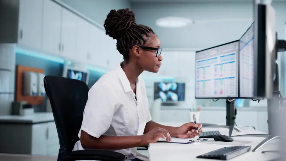 nurse studying in hospital