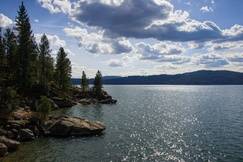 Lake Coeur d'Alene in Idaho on sunny day