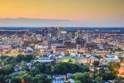 Alabama city skyline with ocean in the background