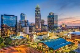 Downtown South Carolina city at dusk
