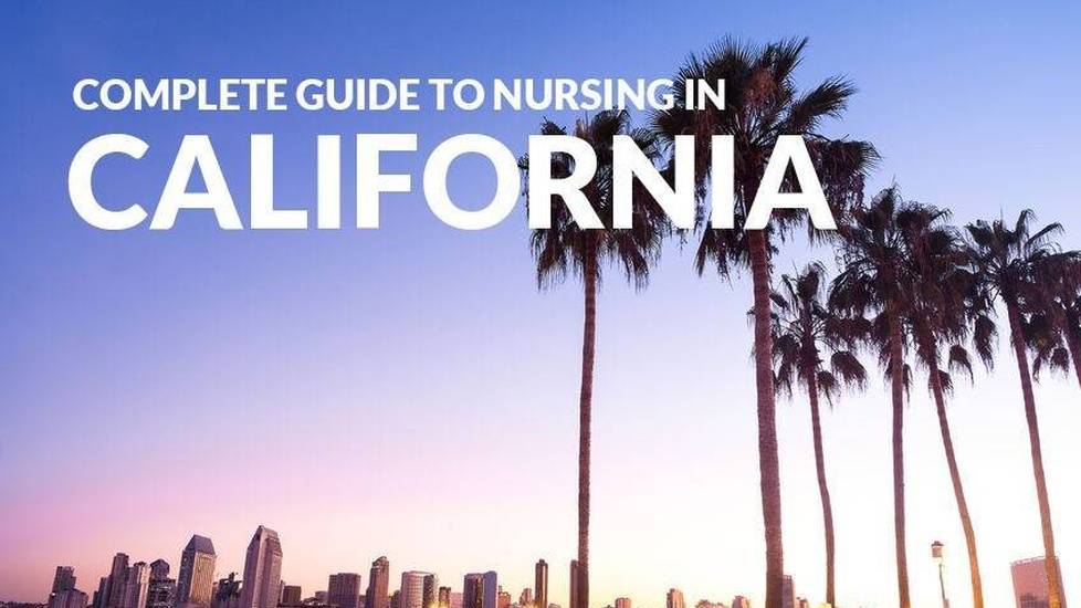 City skyline with text about becoming a nurse in California