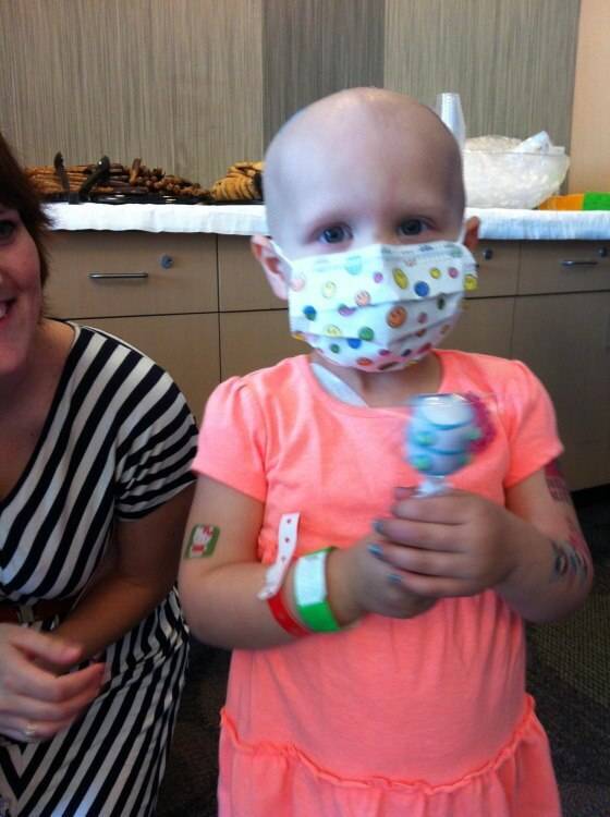 Child cancer patient with facemask