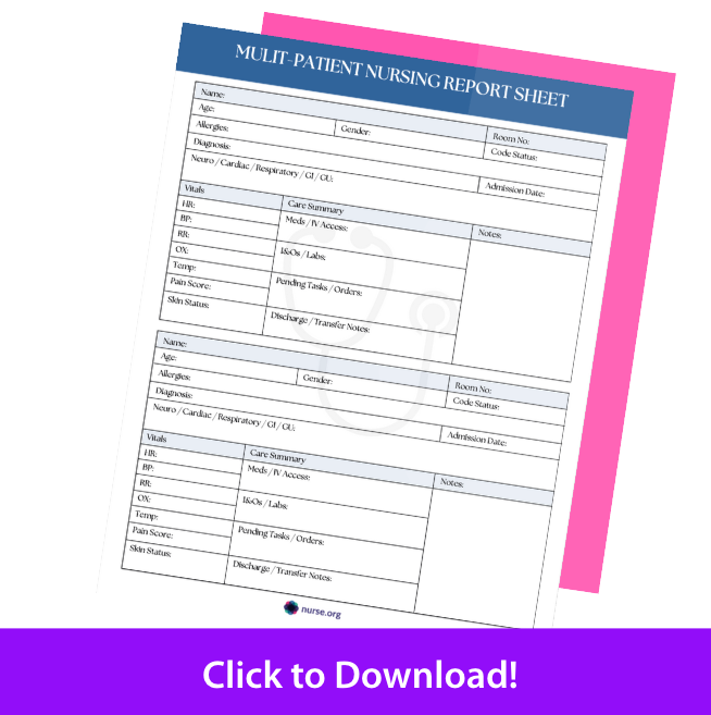 multi-patient nursing report sheet download